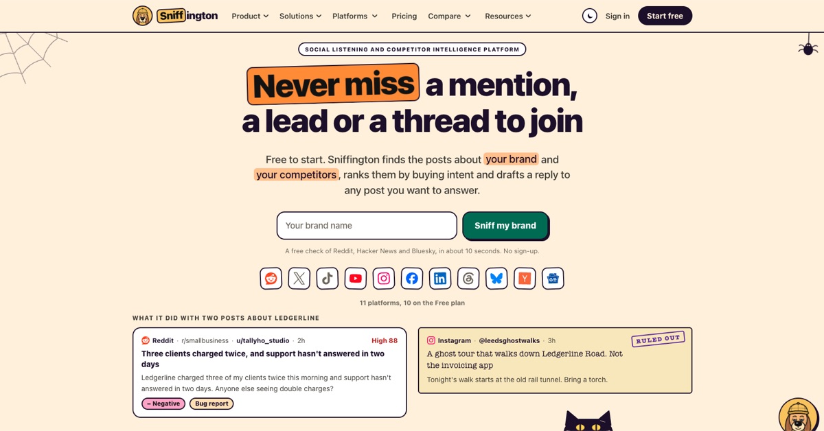 Sniffington home page